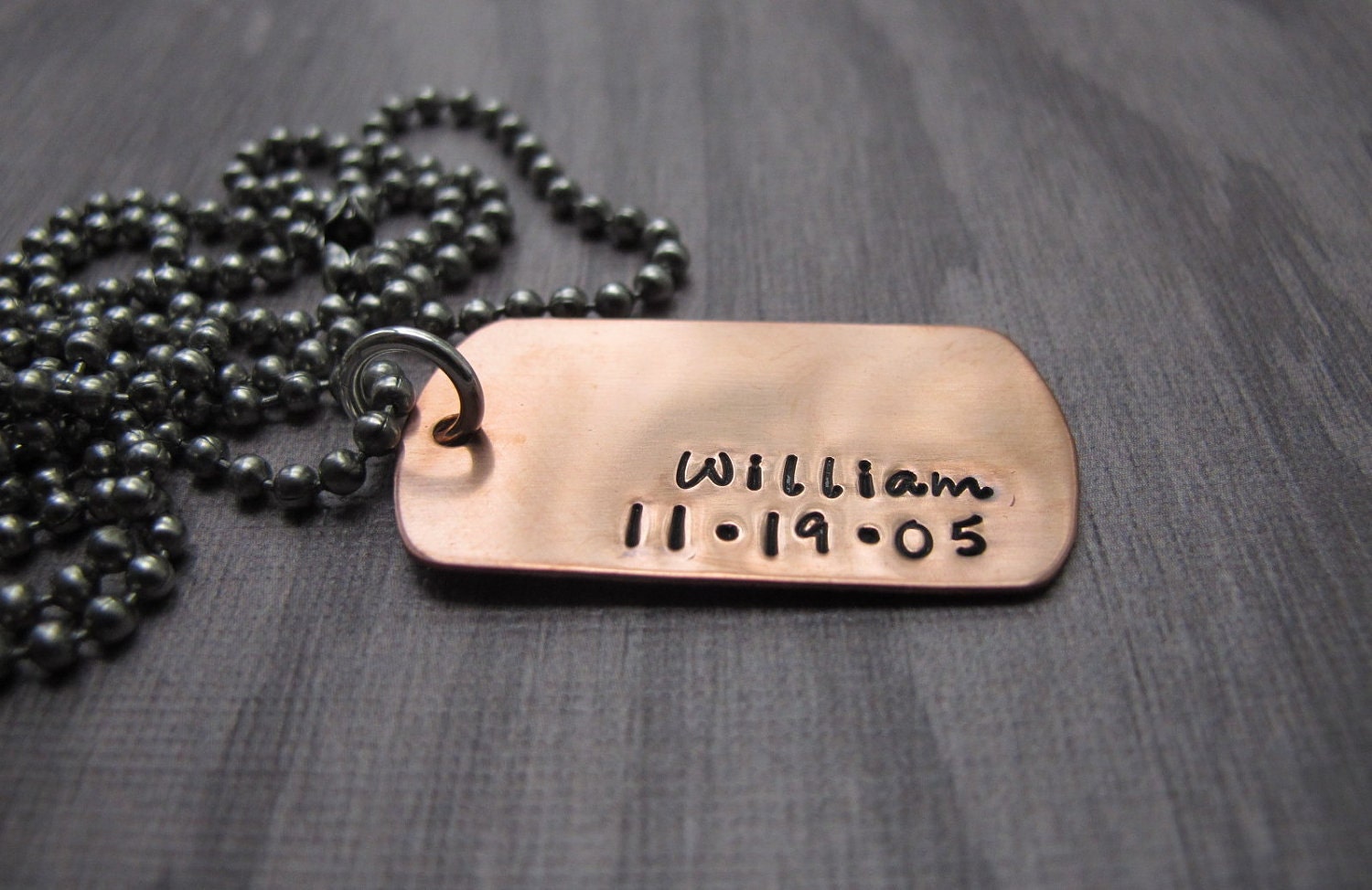 Handstamped Jewelry  Copper Dog Tag Necklace