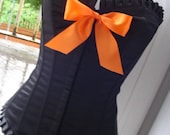halloween CORSET orange N black boned big bow corset 36 - 38 bust PUMPKIN sexy