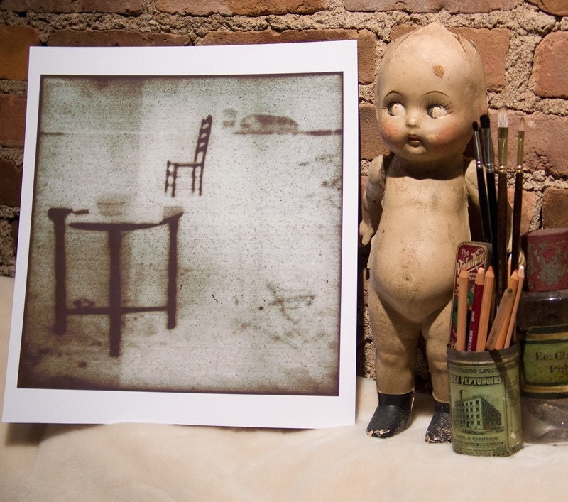 Solitaire - Surreal Lonely Table and Chair Beach Polaroid Photo Print
