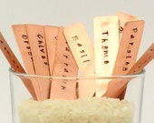 Copper Hand Stamped Herb Garden Marker...Set of 6