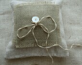Handmade Wedding Ringbearer Pillow of Natural Linen with Antique Vintage Trim 