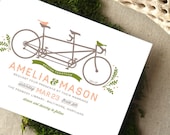 Tandem Bicycle and Birds Wedding Invitation