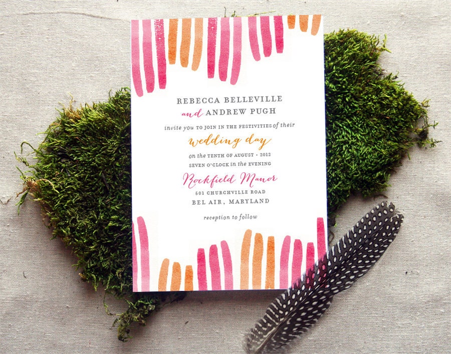 Watercolor Strokes Wedding Invitation