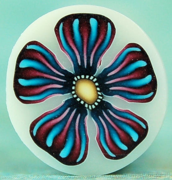 HALF PRICE SALE Blue and Burgundy on Translucent Polymer Clay Flower Cane