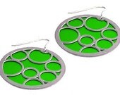 large lime round bubble earrings on front and black on the back