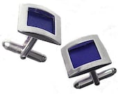 Recycled aluminum/sterling silver square cufflinks in Blue