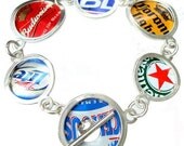 Beer Bottle Cap/ Sterling Silver Bracelet