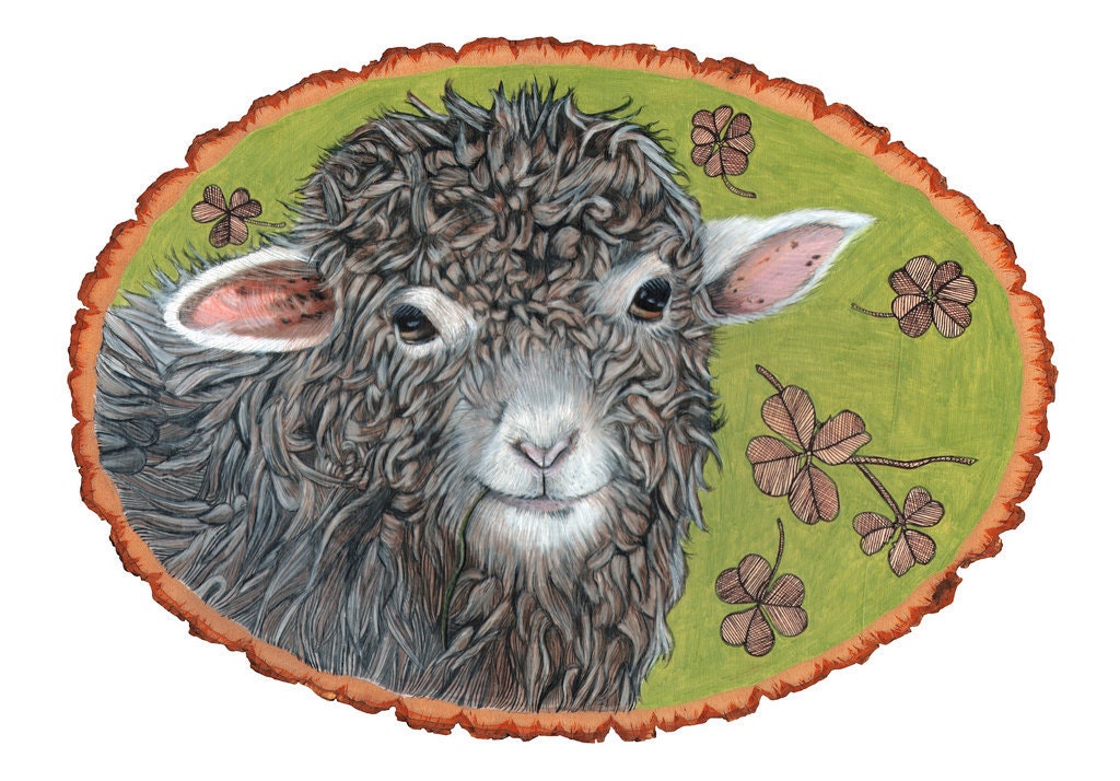 B-a-a-a Runner Original Art Illustration Sheep 9x13