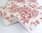 Fabric Red Toile Notecards set of 8 Blank