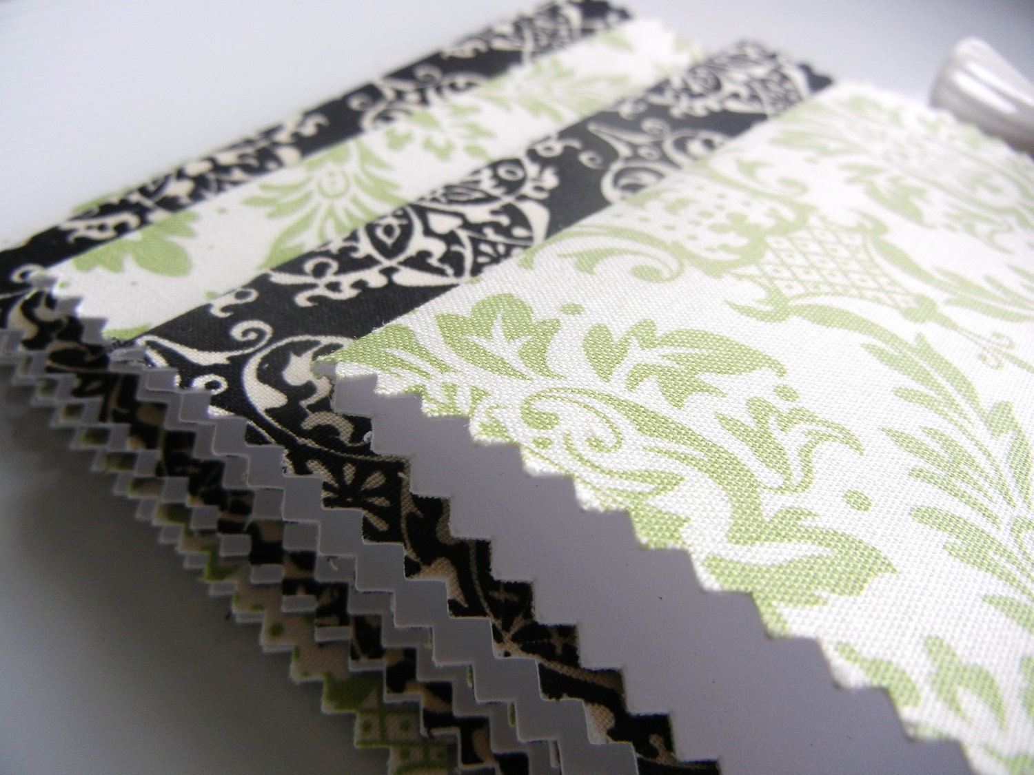 Note Cards Damask Fabric Black and Green set of 4