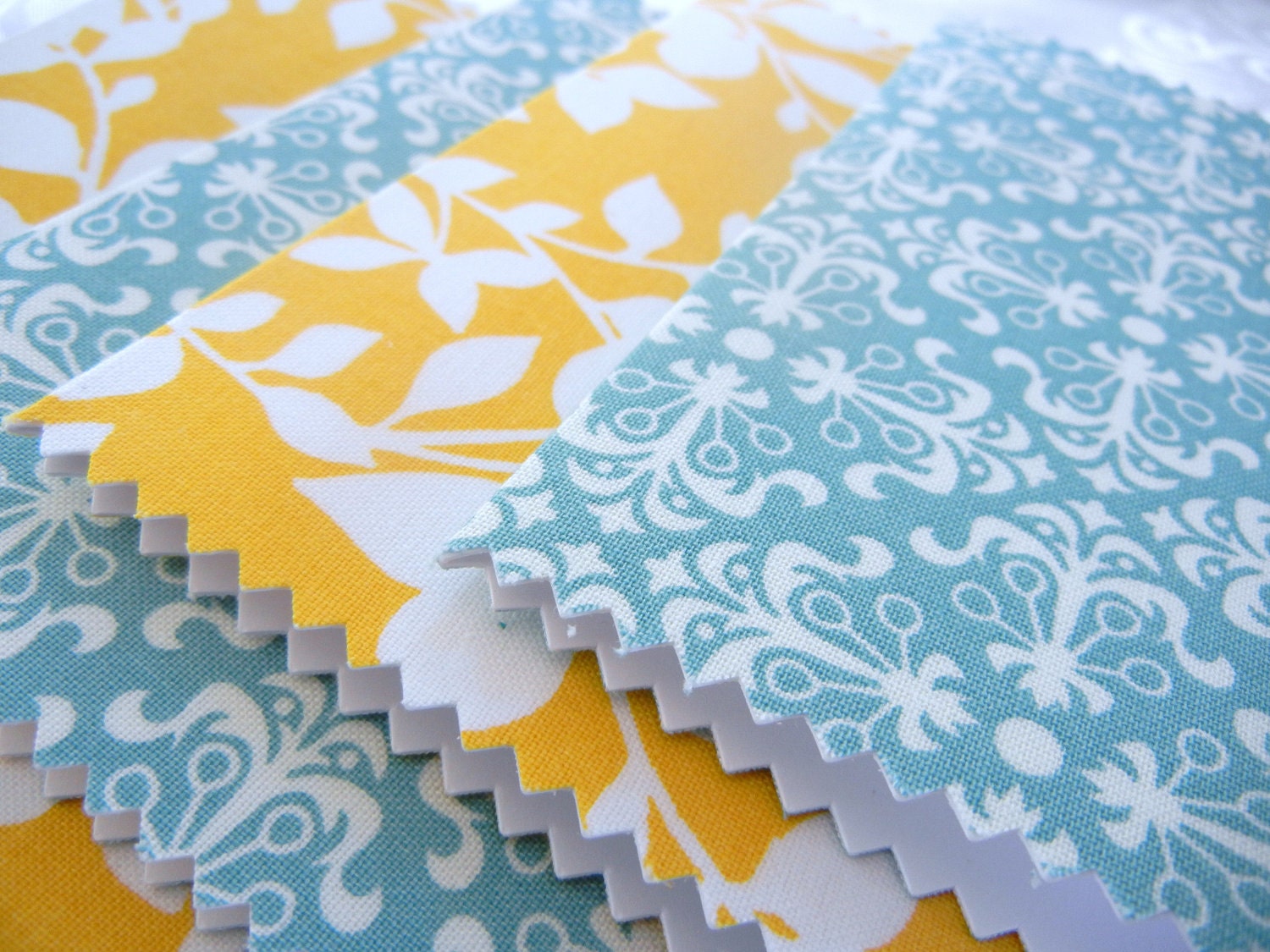 Note Cards Yellow and Blue Fabric set of 4