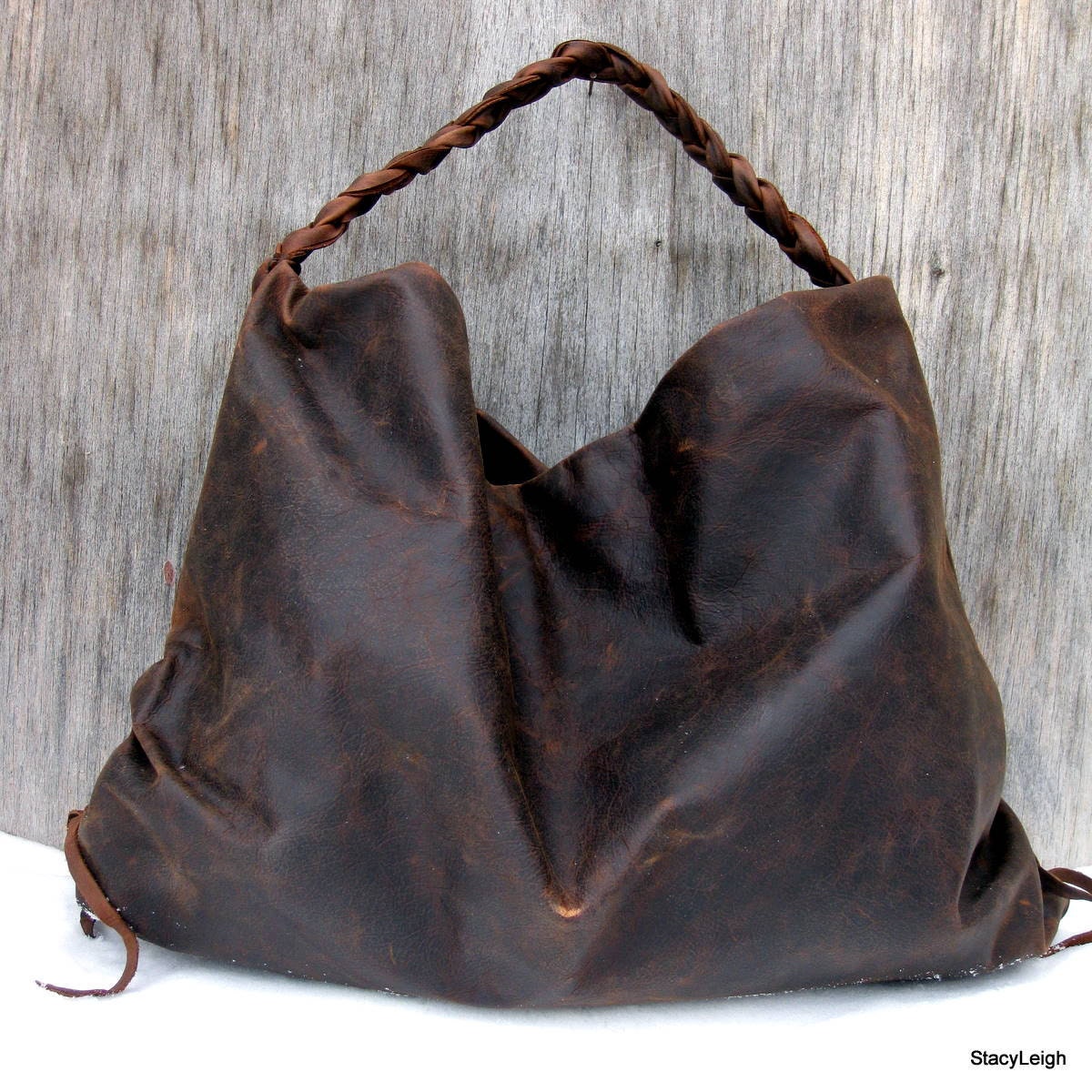Brown Antiqued Leather Hobo Bag by Stacy Leigh RESERVED for Osuchick