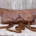 RESERVED for Sweetupgirl Distressed Olive Brown Leather Wrap Clutch with Natural Edge Rose by Stacy Leigh SALE