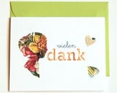 handmade thank you cards in german, vielen dank (set of 4)