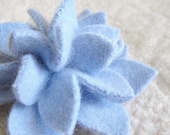 Ice Blue Anemone Flower Brooch, Recycled Felted Sweater Wool