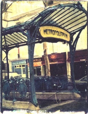 SALE -- Paris Metro, Montmartre,  Framed Print, Polaroid Transfer