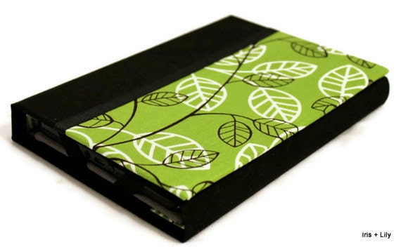 Nook Color, Nook Touch, Nook Case - Hardcover Book Style, Trendy Green Leaf Fabric, Magnet Close
