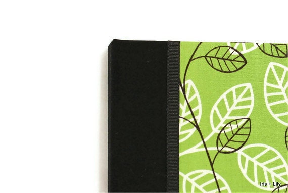 Nook Color, Nook Touch, Nook Case - Hardcover Book Style, Trendy Green Leaf Fabric, Magnet Close