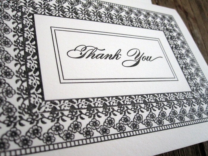 Letterpress Thank You Cards set of 6