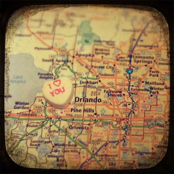 i love you orlando candy heart map art 8x8 photo print - free shipping