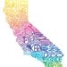 California - typography map art print 8x10 - customizable state poster custom wedding engagement graduation gift anniversary wall art decor