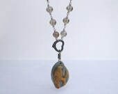 Succor Creek Jasper bird silver heart grey Moonstone necklace. Earthy, rustic, romantic, statement jewellery. Ornithology pendant