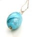 astel aqua blue gold sparkle Murano Venetian glass lampwork chain necklace. Statement pendant. Sea, ocean, sky. Wedding, bridal jewellery
