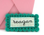 Teal Scalloped Personalized Hair Clip