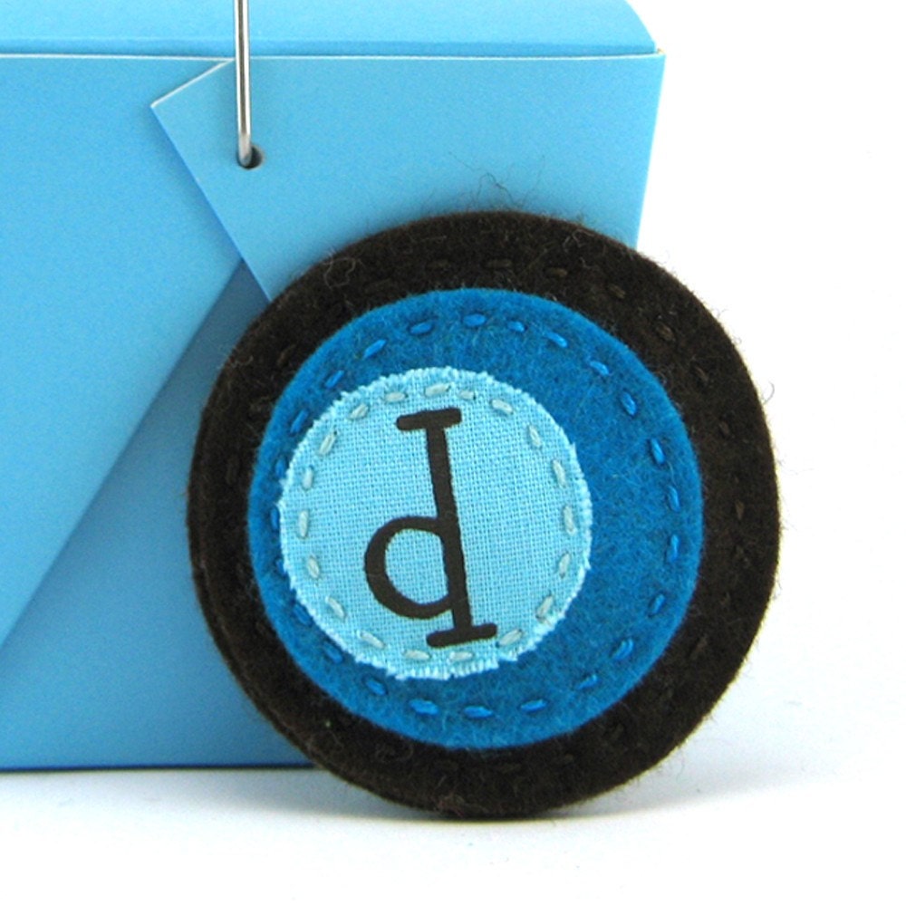 Polka Dot Clip in Chocolate Brown and Blueberry Blue Personalized
