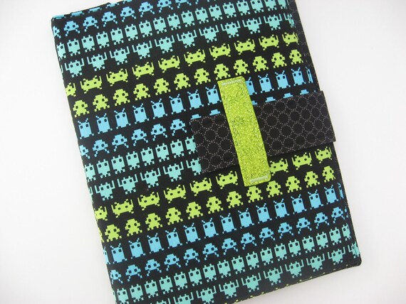 Geeky iPad case stand ipad cover in Space Invaders fabric