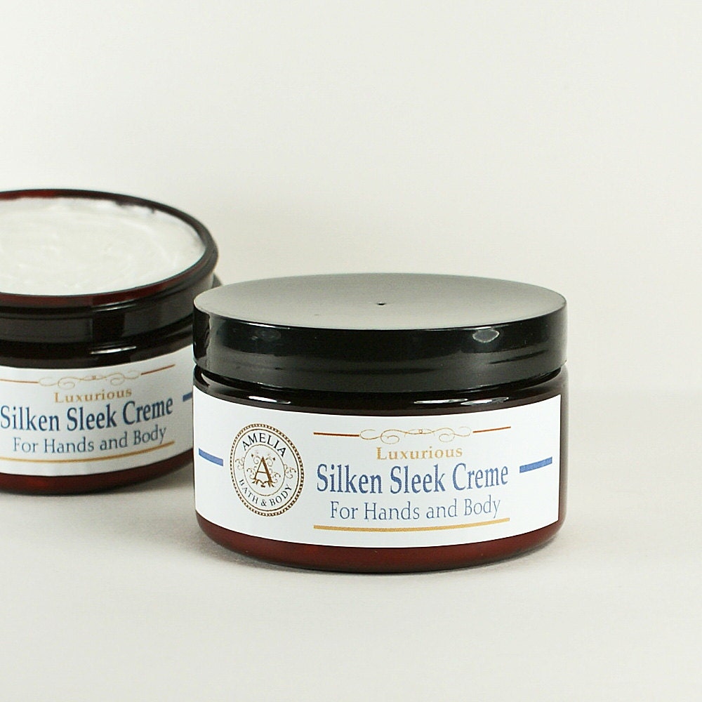 Hand Cream Body Cream Creme For Face and Body All Natural Shea Butter Cream Natural Lavender and Vanilla - Silken Sleek Creme