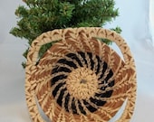 Square Pine Needle Basket With Black Accents