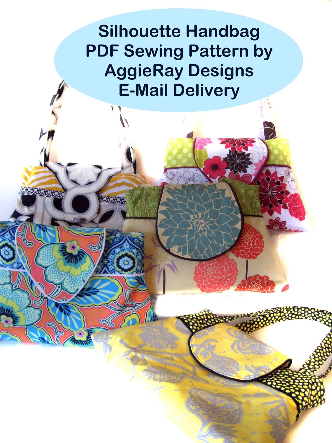 INSTANT DOWNLOAD PDF Tutorial Sewing Pattern Handbag Purse:  Silhouette Handbag Purse Create and Sell Product