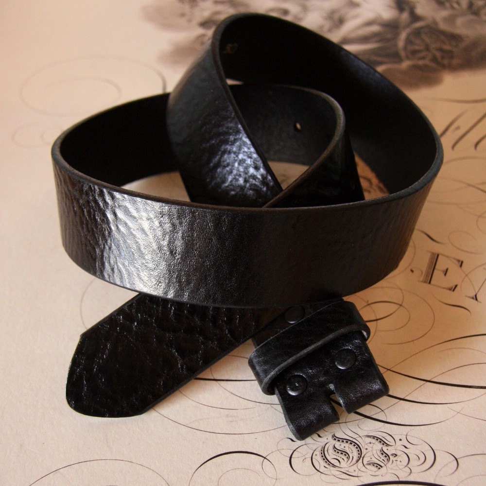 Black Leather Belt Strap - with BUCKLE PURCHASE ONLY
