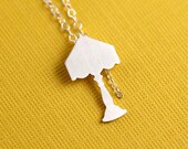 Vintage Style Lamp Silhouette Necklace in Silver