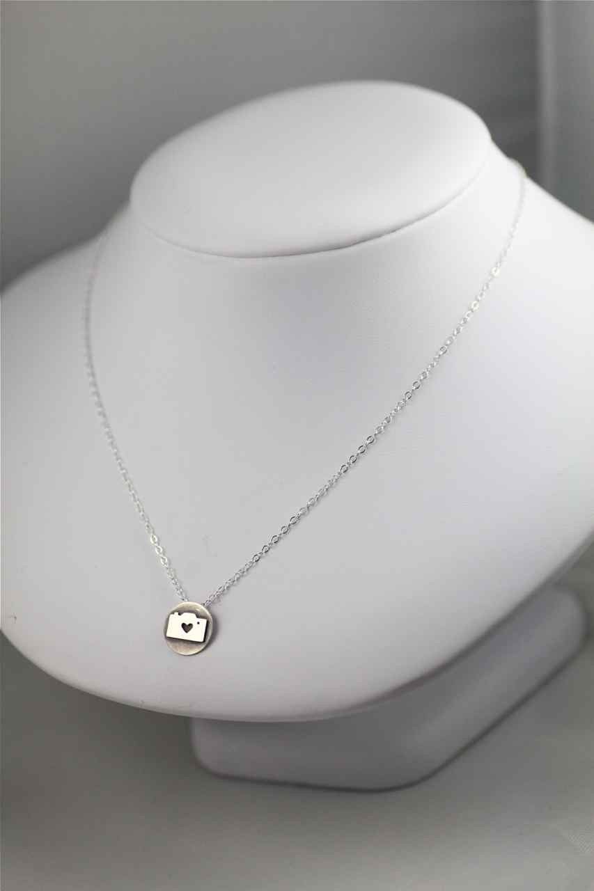 Tiny Camera Love Token Necklace in Silver