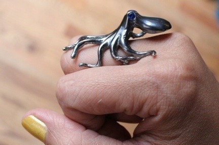 Octopus Ring in Gunmetal