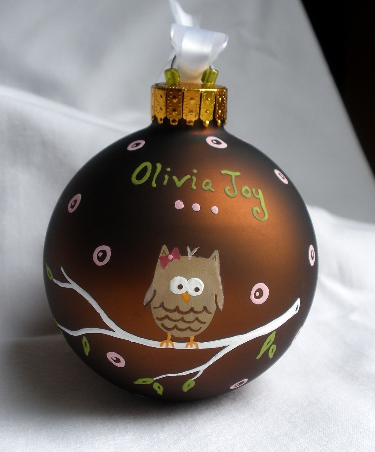 Sweet Little Hoot Owl - Hand Painted and Personalized Ornament