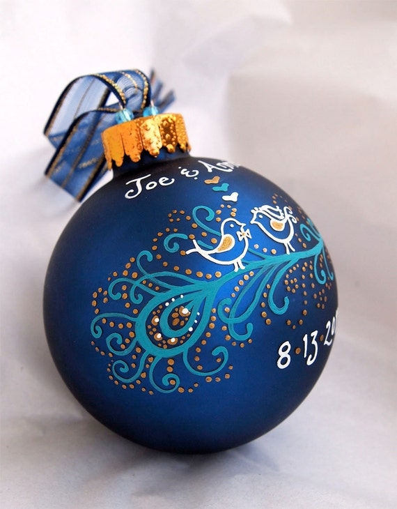 Peacock Wedding Ornament - Personalized