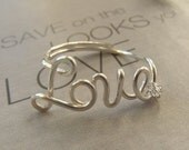 Love ring with crystal(sterling silver)