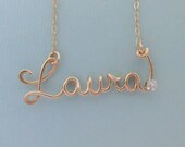 Custom Name Necklace with Crystal (14K Gold filled)