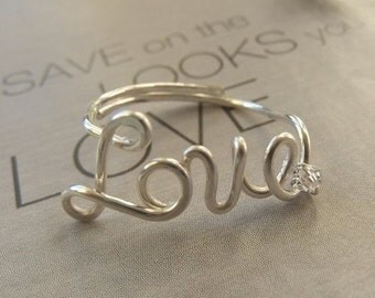 Love ring with crystal(sterling silver)