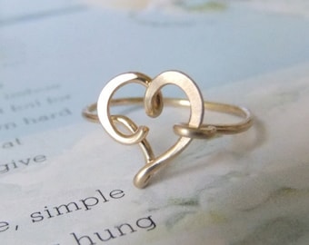 Handcrafted Heart Ring 14k gold filled