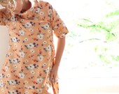 flowery peach silk tunic dress