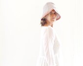 Reserved : Off-White Dress with Bateau Style Neckline and Gathered Skirt - Summer Fashion
