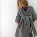 grey/blue check wool wrap coat