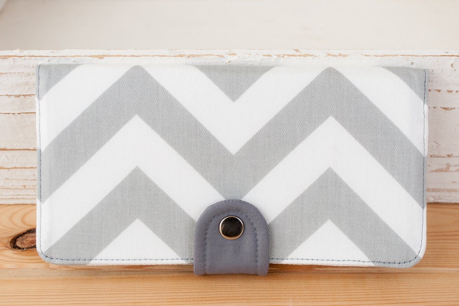 Handmade Wallet - BiFold Clutch Wallet / Chevron in Storm Gray -- PREORDER