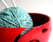 Red Ceramic Wheel Thrown Yarn Bowl - MADE TO ORDER