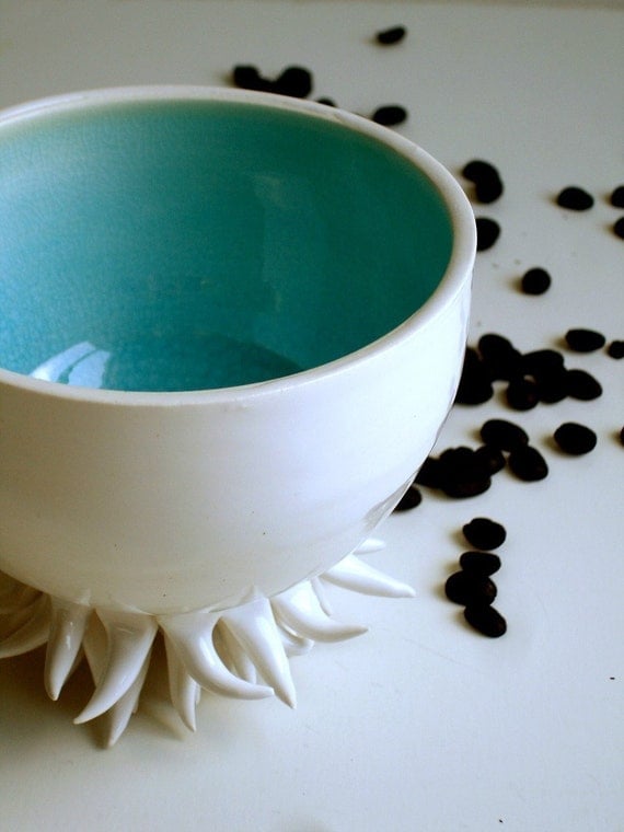 Wheel Thrown and Hand sculpted Sea Urchin Porcelain Cup / Bowl