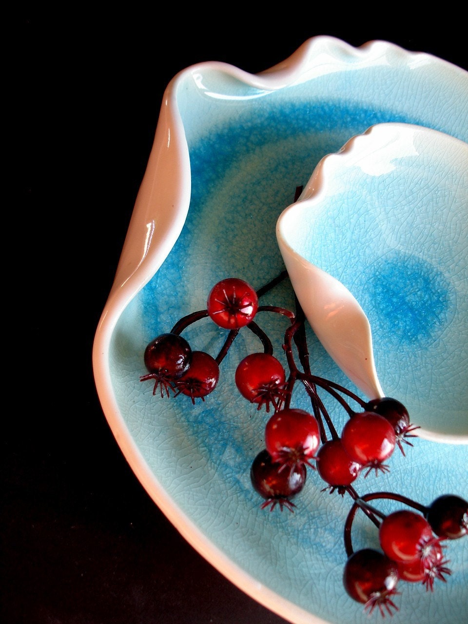 Registry for Shannon Griswold & Tim Fothergill Organic White And Blue Platter With Small Dish- MADE TO ORDER